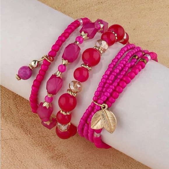 Delilah Wear Jewelry - New hot pink beaded bracelet set
